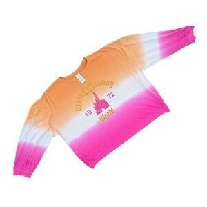 Disney Women's Walt Disney World 1971 Orange Pink Ombre Sweatshirt 3X Plus Size